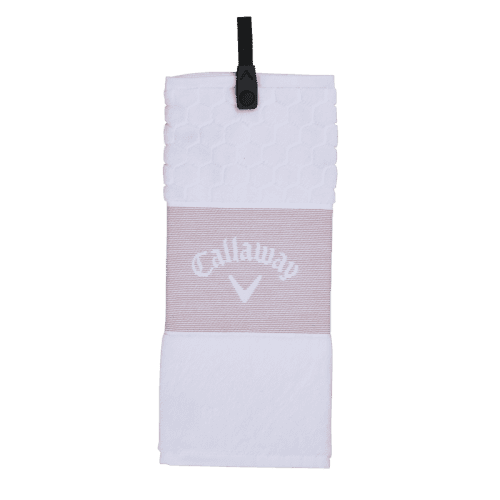Callaway Tri Fold Golf Towel in White/Mauve