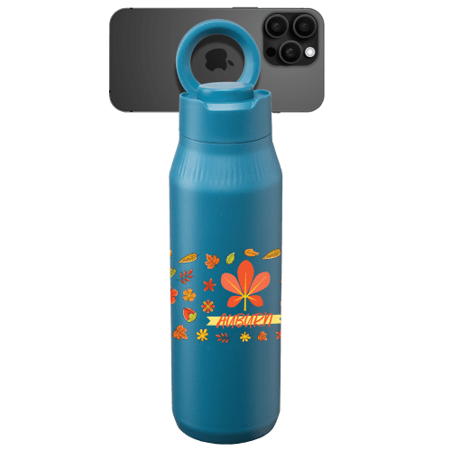 Promotional Magnetic Phone Mount Water Bottle in Steel Blue branded with your company logo
