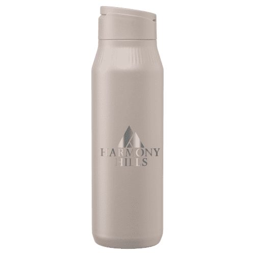 Logo Branded Magnetic Phone Mount Water Bottle in Dune Warm Grey branded with your company logo