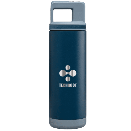 Promotional Grosche 590ml Alpine Stainless Steel Bottle in Navy with a design from Total Merchandise