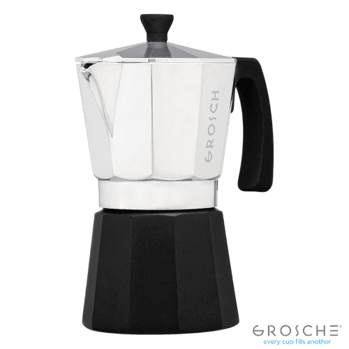 Logo branded Grosche Aluminium Stovetop Espresso Maker in Black from Total Merchandise