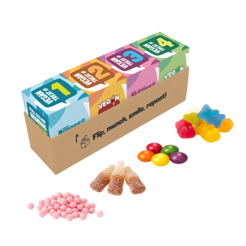 Branded Eco Mini Vegan Sweet Share Box with a full colour design from Total Merchandise