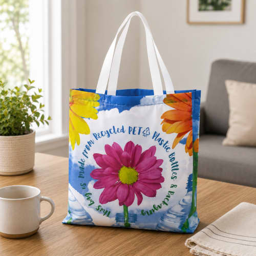 All Over Print rPET Tote Bags in White