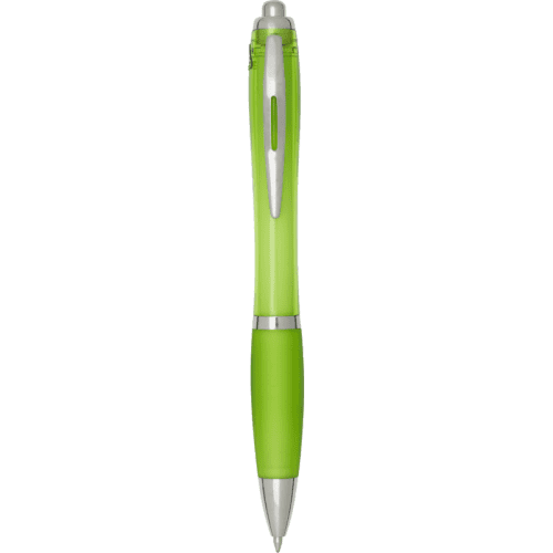 Nash Recycled Plastic Pen with Coloured Barrel in Lime Green