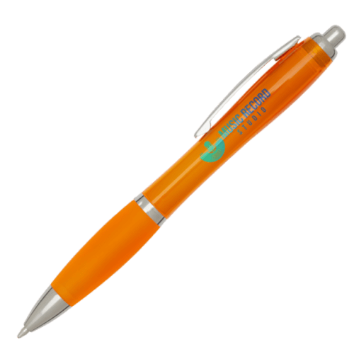 Nash Recycled Plastic Pen with Coloured Barrel in Orange