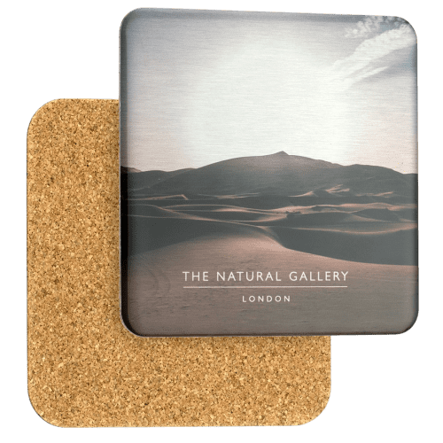 Large Printed Metal Square Coaster in Silver Mirror