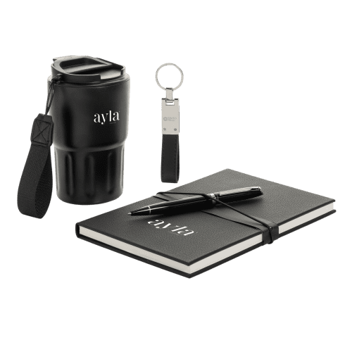 Customised Swiss Peak Deluxe Business Tumbler Gift Set in Black branded with your company logo