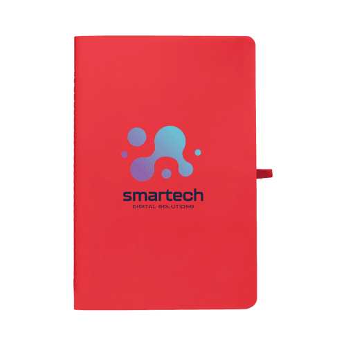 Branded Stone Paper Soft Touch Lined Journal with logo on the front by Total Merchandise.