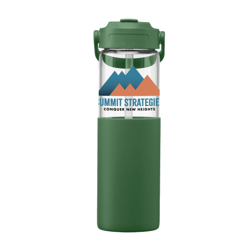 Customised Glass Silicone Sleeve Straw Bottle.