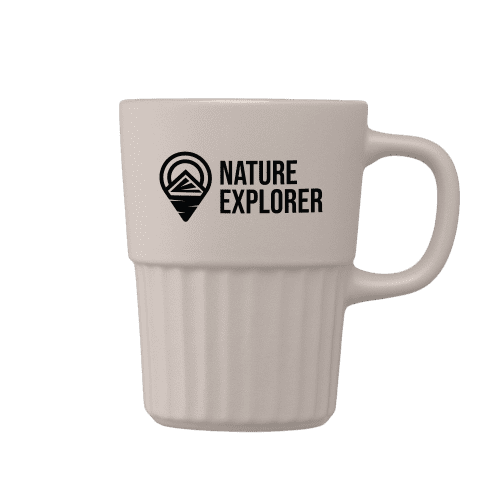 Front view of custom branded Ceramic Matte Finish Fluted Mug