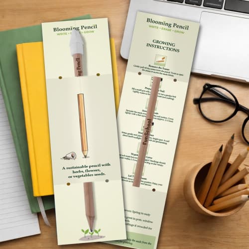 Promotional Blooming Pencil with standard backing card printed with your company logo