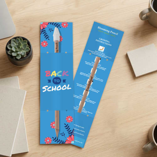 Personalised Blooming Pencil with custom backing card printed with your company logo