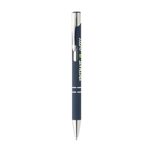 Crosby Recycled Metal Soft Touch Ballpen with the view from clip