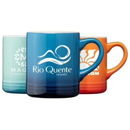 Spot colour print on customised Ceramic Ombre Mug group