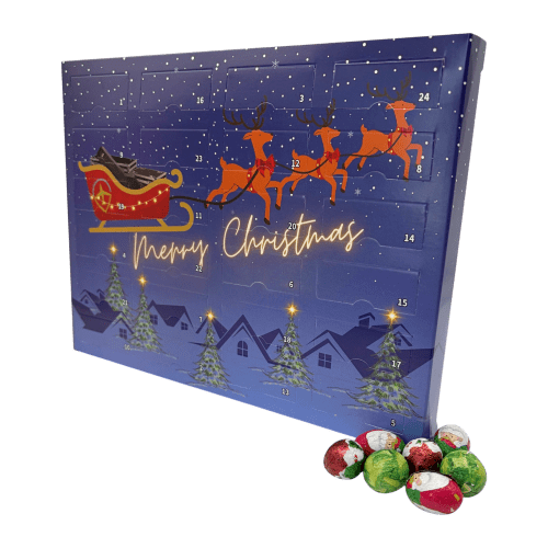 Logo Printed Chocolate Bauble Advent Calendar in White branded with your logo from Total Merchandise
