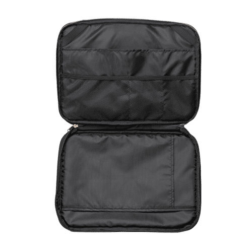 Inside of the branded Recycled Laptop Case showing the pockets