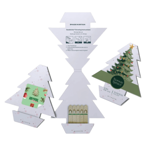 Customed branded Christmas Tree Seedsticks in full colour by Total Merchandise