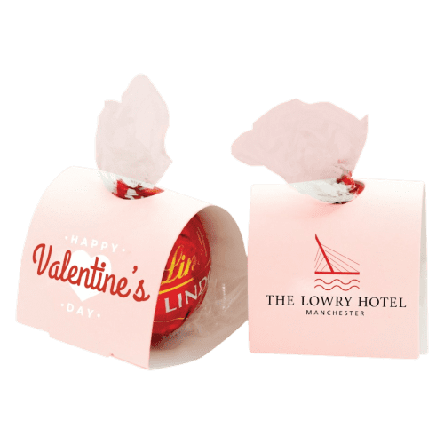 Logo printed Mono Lindor Chocolate Ball in branded sleeve from Total Merchandise