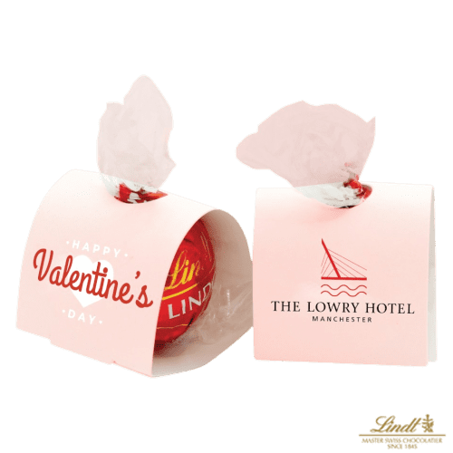 Logo printed Mono Lindor Chocolate Ball in branded sleeve from Total Merchandise