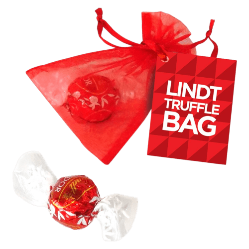 Logo Branded Single Lindor Truffle Organza Bag in Red printed with your logo from Total Merchandise