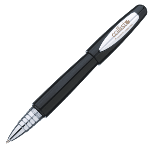 Promotional Black Tahiti Rollerball Pen in Black branded with your logo from Total Merchandise