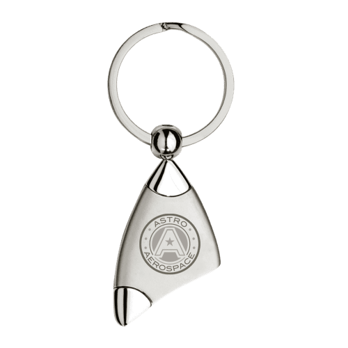 Custom Branded Shark Fin Keyring in Silver engraved with your company logo from Total Merchandise