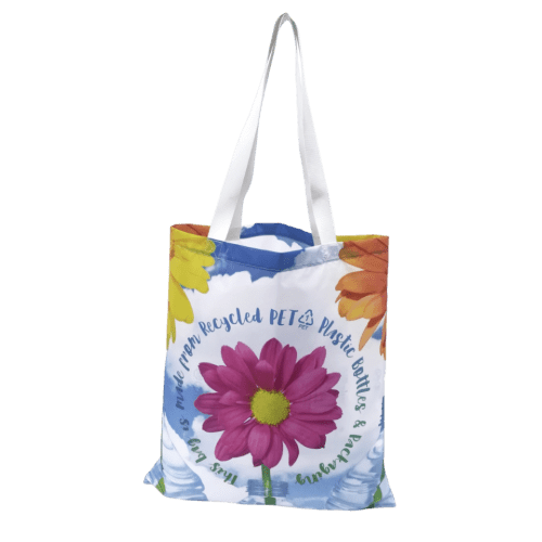 Durable Fabric Tote with Printed Handles in White/White