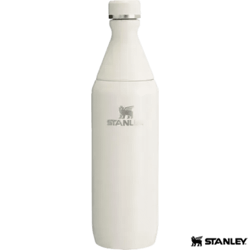 Logo Branded Stanley Slim Recycled Stainless Steel Water Bottle in Cream from Total Merchandise