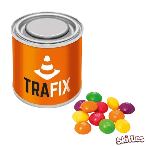 Customed branded in full colour on the Small Paint Tin - Skittles from Total Merchandise