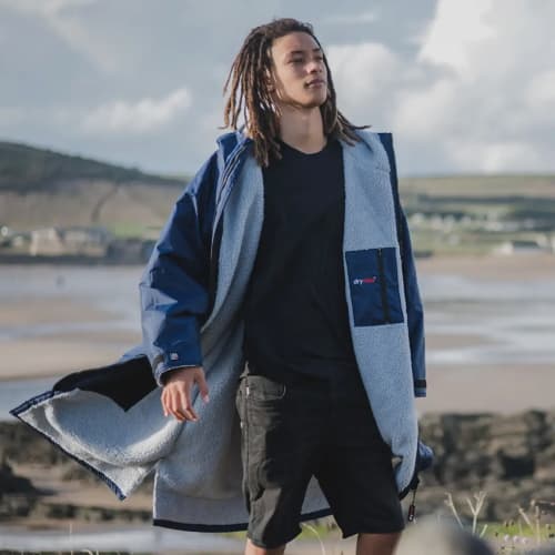 Logo Branded Dryrobe® Advance Changing Robe in Grey/Navy from Total Merchandise