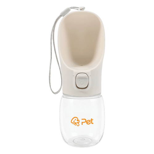Promotional 300ml Portable Pet Water Bottle in Cream branded with your logo from Total Merchandise