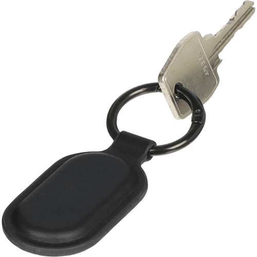 Promotional Recycled Synthetic Leather Tracking Keyholder in Black from Total Merchandise