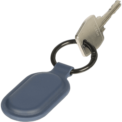 Custom Branded Recycled Synthetic Leather Tracking Keyholder in Blue from Total Merchandise