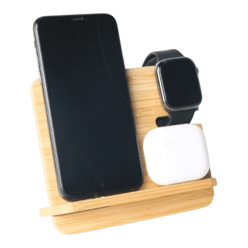 Personalised Bamboo Wireless Charging Station by Total Merchandise