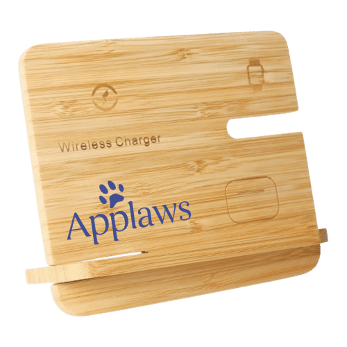 One colour print on the Bamboo promotional Wireless Charging Station by Total Merchandise