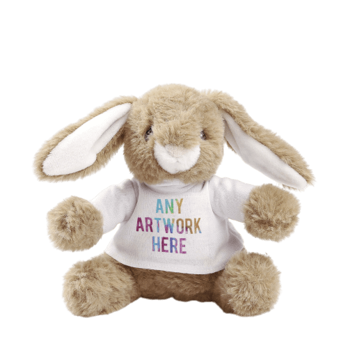 Promotional Eco 15cm Bramble Bunny with T-Shirt in Light Grey branded with your company logo