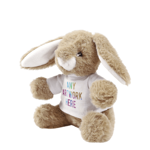 Custom Printed Eco 15cm Bramble Bunny with T-Shirt in Light Grey branded with your company logo