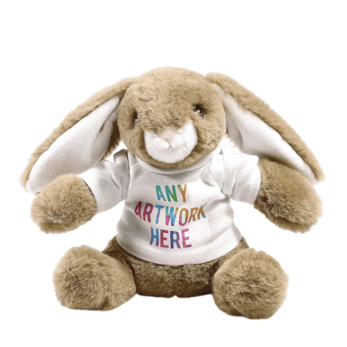 Promotional Eco 20cm Bramble Bunny with T-Shirt in Light Grey branded with your company logo