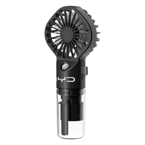 Rechargeable Handheld Misting Fan in the colour black customised by Total Merchandise