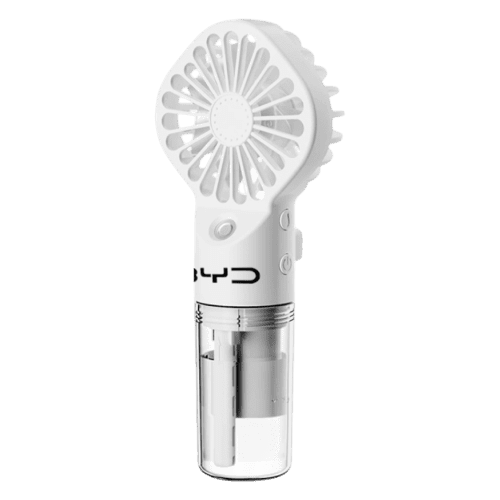 White branded Rechargeable Handheld Misting Fan by Total Merchandise