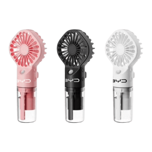 Group image of the variety of colours for promo Rechargeable Handheld Misting Fan by Total Merchandise