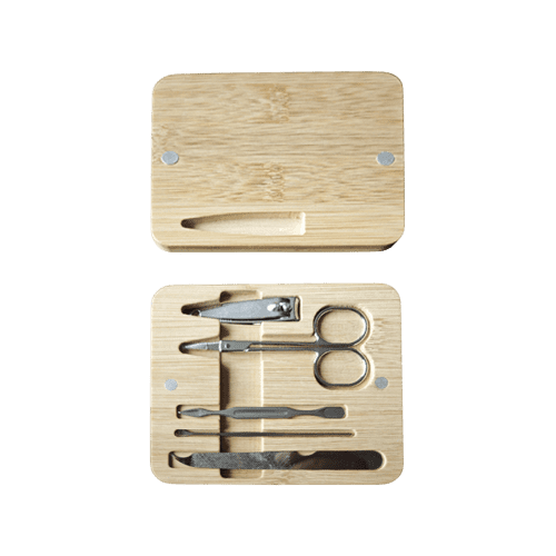Inside view of the Bamboo Manicure Set by Total Merchandise