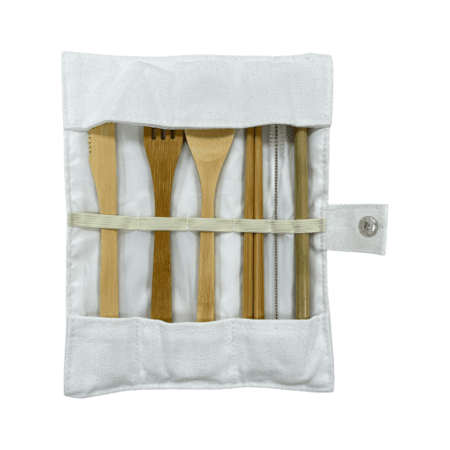 Logo printed Bamboo Wrap Cutlery Set by Total Merchandise