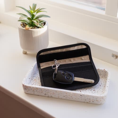 Custom Printed RFID Recycled Key & Card Pouch in Black branded with your logo from Total Merchandise