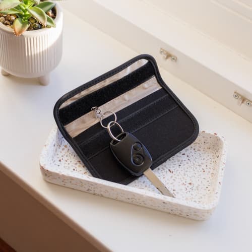 Personalised RFID Recycled Key & Card Pouch in Black branded with your logo from Total Merchandise