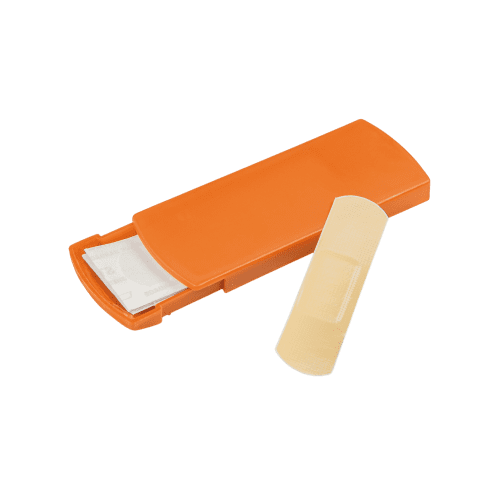Branded Plasters in Transparent Box in Frosted Orange branded with your logo from Total Merchandise