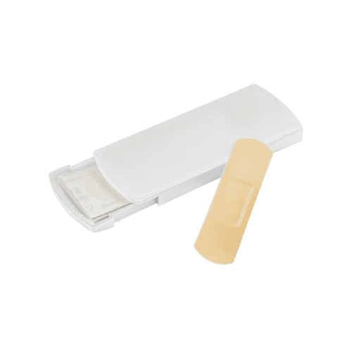 Printed Plasters in Transparent Box in Frosted White branded with your logo from Total Merchandise