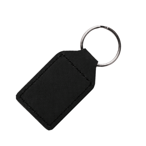 Customised Vegan Leather Rectangle Key Fob in Black printed with your logo from Total Merchandise