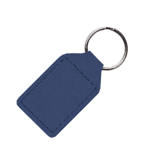 Personalised Vegan Leather Rectangle Key Fob in Blue printed with your logo from Total Merchandise