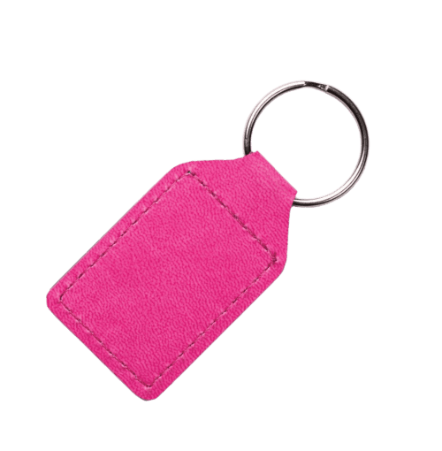 Promotional Vegan Leather Rectangle Key Fob in Pink printed with your logo from Total Merchandise